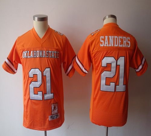 Cowboys #21 Barry Sanders Orange Throwback Stitched Youth NCAA Jersey
